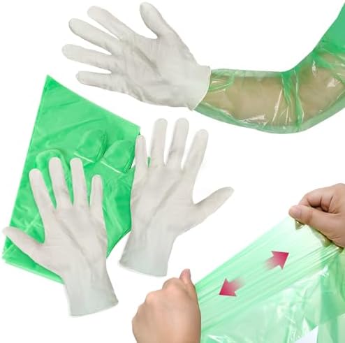 50Pcs Disposable Soft Plastic Film Gloves Long Arm Veterinary Examination  Artificial Insemination Glove